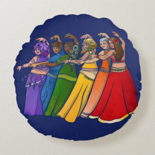 Rainbow Belly Dancer Art Belly Dance Troupe Round Cushion