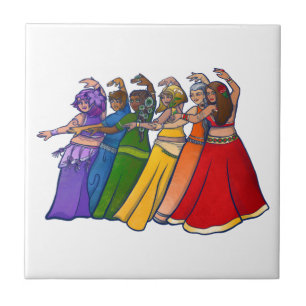 Rainbow Belly Dancer Art Belly Dance Troupe Tile