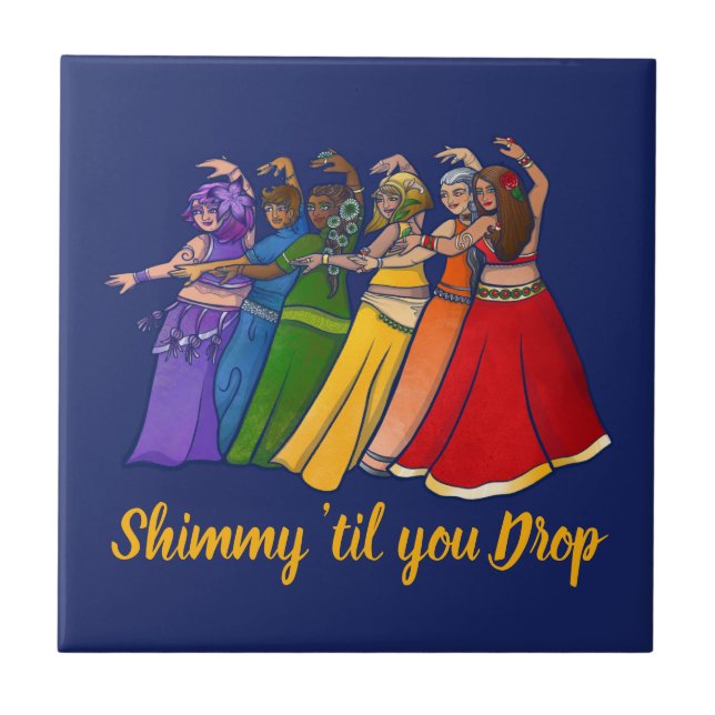 Rainbow Belly Dancer Art Belly Dance Troupe  Tile (Front)