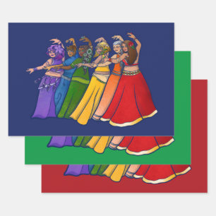 Rainbow Belly Dancer Art Belly Dance Troupe Wrapping Paper Sheet