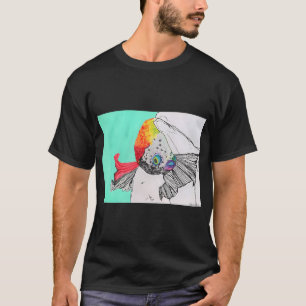 Rainbow Betta - Small Mixed Media Illustration T-Shirt