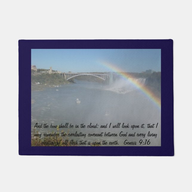 Rainbow Bible Scripture Door Mat (Front)