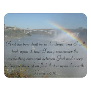 Rainbow Bible Scripture of Gods Promise Door Sign