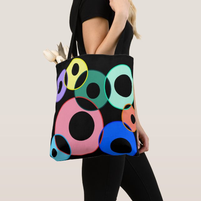 Rainbow Billiard Balls design Tote Bag (Close Up)