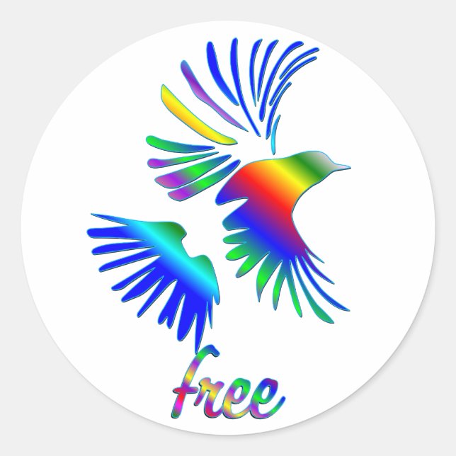 Rainbow Bird Classic Round Sticker (Front)