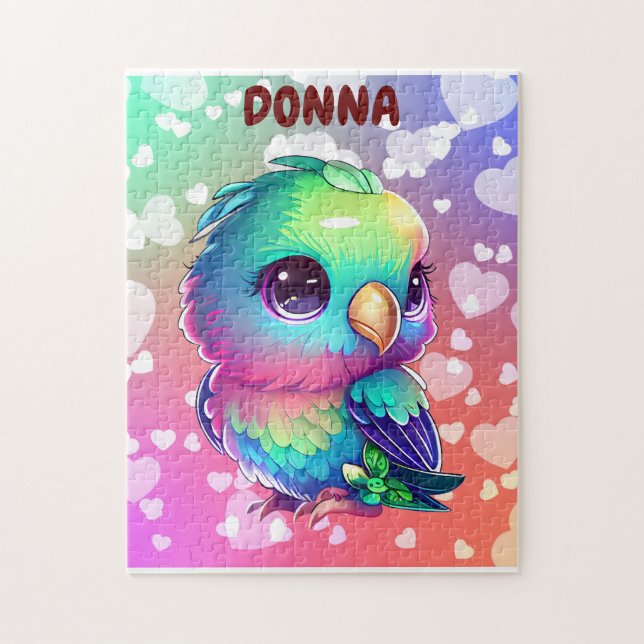 Rainbow bird & hearts  jigsaw puzzle (Vertical)