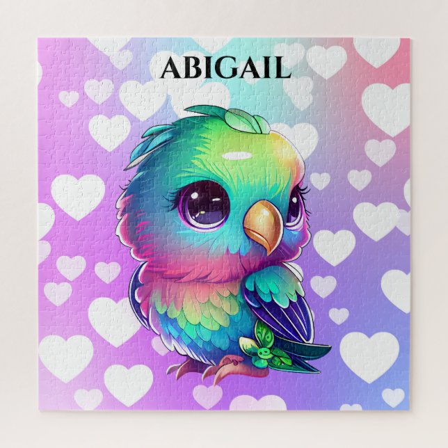 Rainbow Bird & Hearts   Jigsaw Puzzle (Vertical)