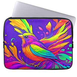 Rainbow Bird in Cartoon Land Laptop Sleeve