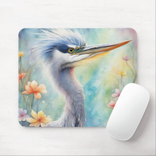 Rainbow Birds Blue Heron 1 Mouse Mat