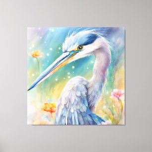 Rainbow Birds Blue Heron 2 Canvas Print