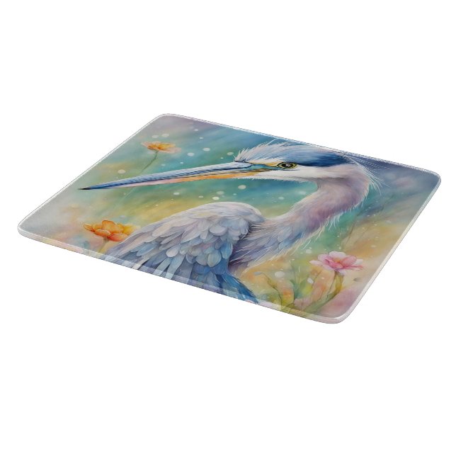 Rainbow Birds Blue Heron 2 Cutting Board (Corner)