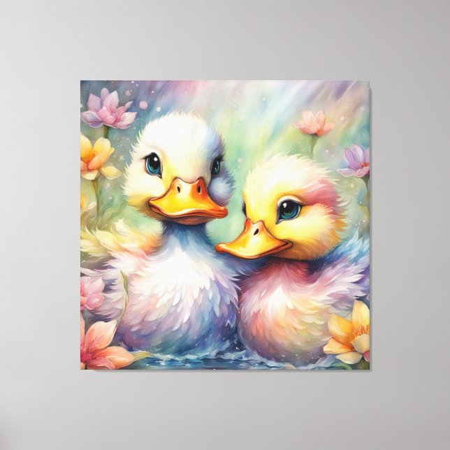 Rainbow Birds Duck 1 Canvas Print (Front)