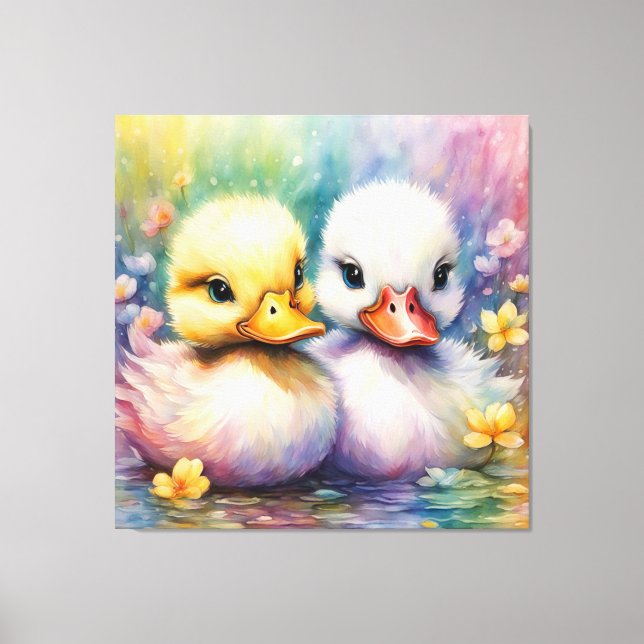 Rainbow Birds Duck 2 Canvas Print (Front)