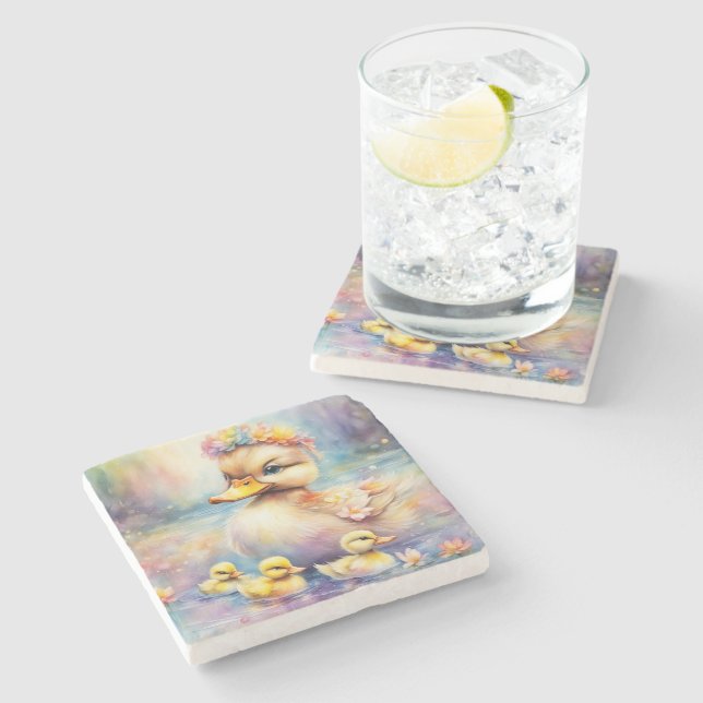 Rainbow Birds Duck 5 Stone Coaster (Side)