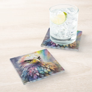 Rainbow Birds Eagle 2 Glass Coaster