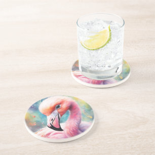 Rainbow Birds Flamingo 2 Coaster