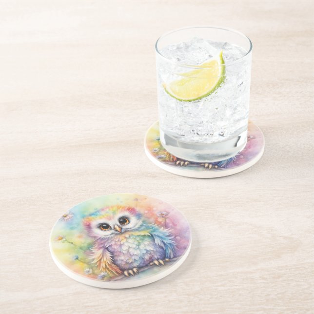 Rainbow Birds Owls 2 Coaster (Side)