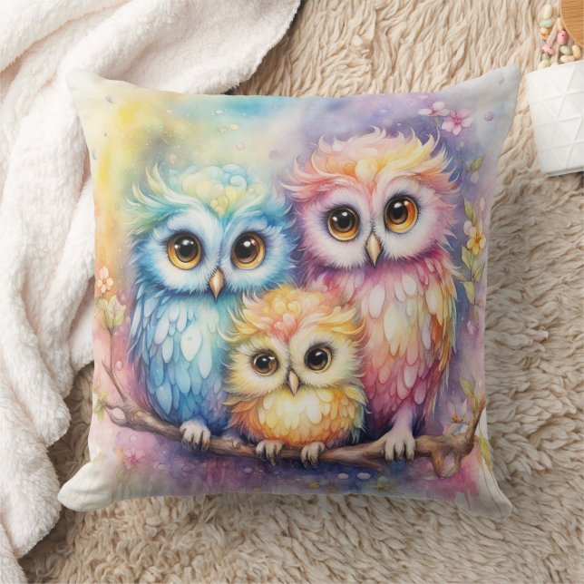 Rainbow Birds Owls 5 Cushion (Blanket)