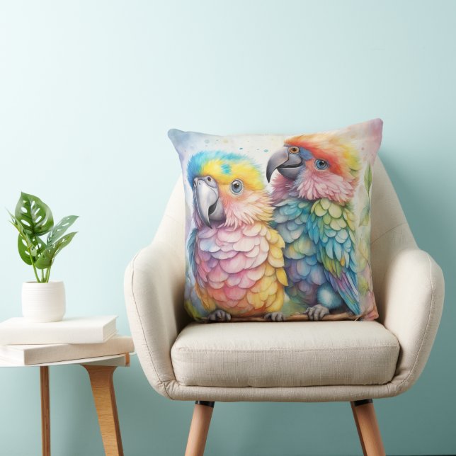 Rainbow Birds Parrots 1 Cushion (Chair)