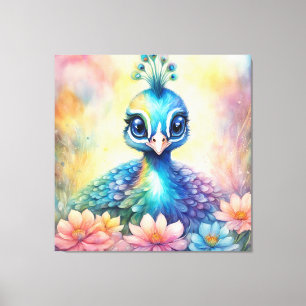 Rainbow Birds Peacock 1 Canvas Print