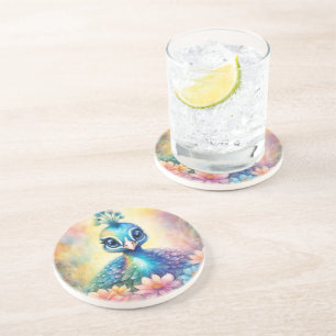 Rainbow Birds Peacock 1 Coaster