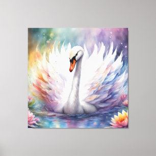 Rainbow Birds Swan 1 Canvas Print
