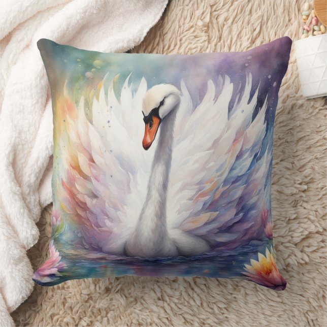 Rainbow Birds Swan 1 Cushion (Blanket)