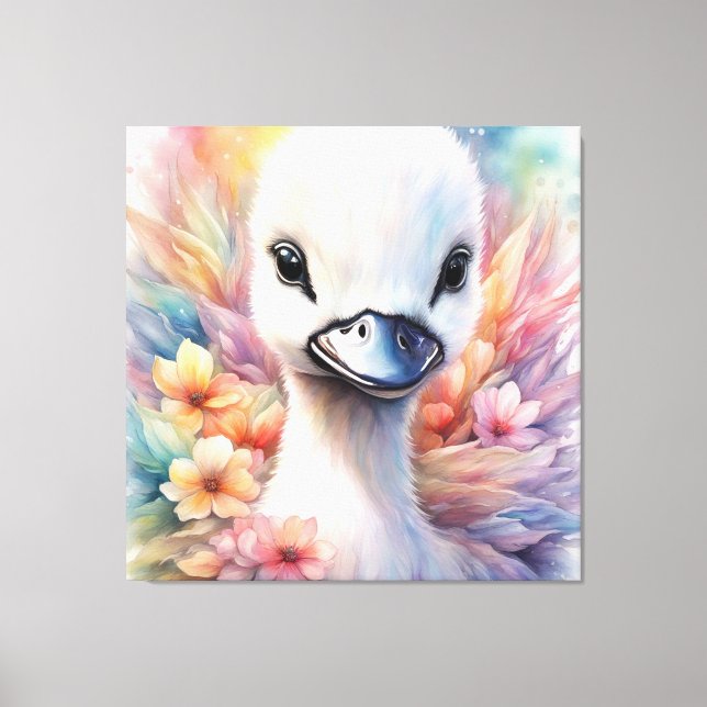 Rainbow Birds Swan 2 Canvas Print (Front)