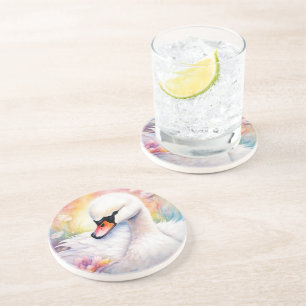 Rainbow Birds Swan 3 Coaster