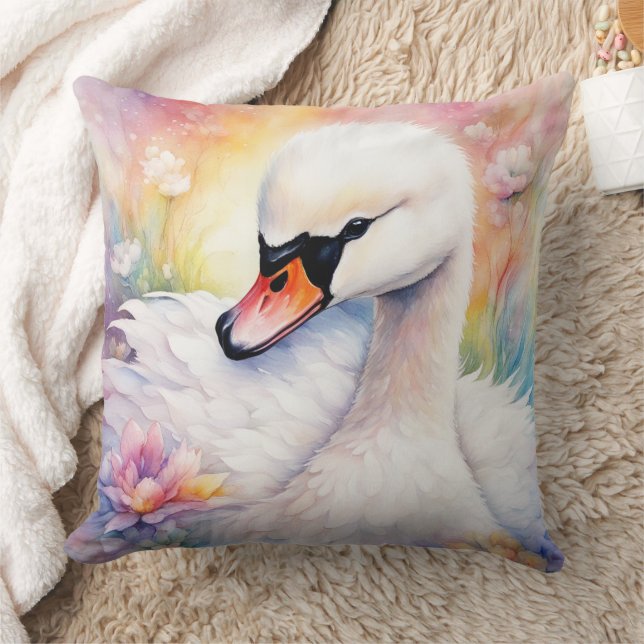 Rainbow Birds Swan 3 Cushion (Blanket)