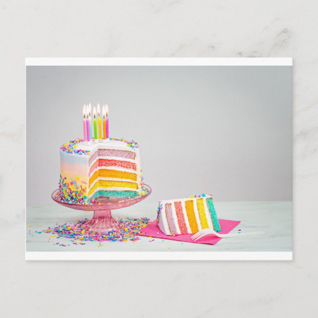 rainbow Birthday Cake Postcard (Front)