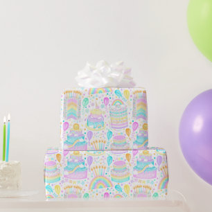 Rainbow Birthday Cake Wrapping Paper