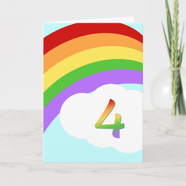 Rainbow Birthday Card For 4 Year Old (Front)