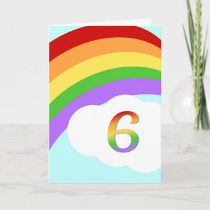 Rainbow Birthday Card For 6 Year Old