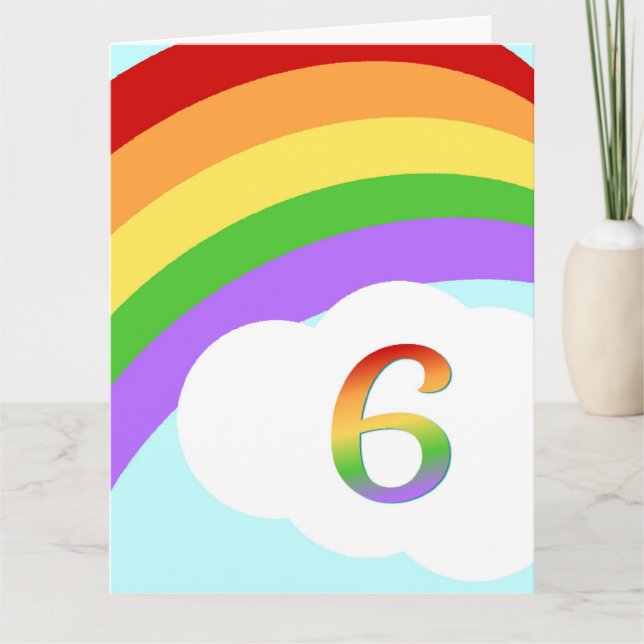 Rainbow Birthday Card For 6 Year Old (Front)
