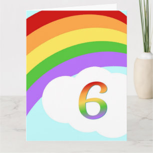 Rainbow Birthday Card For 6 Year Old