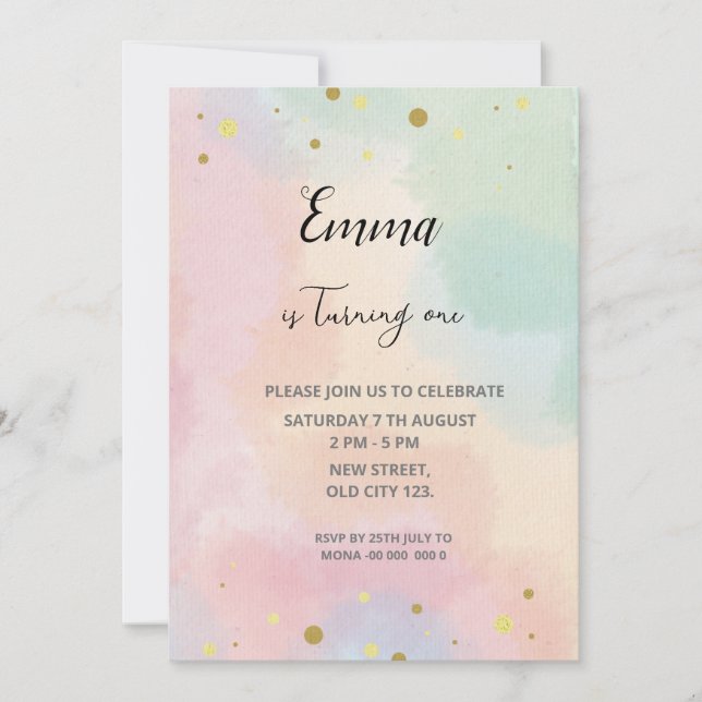 Rainbow Birthday Invitation (Front)