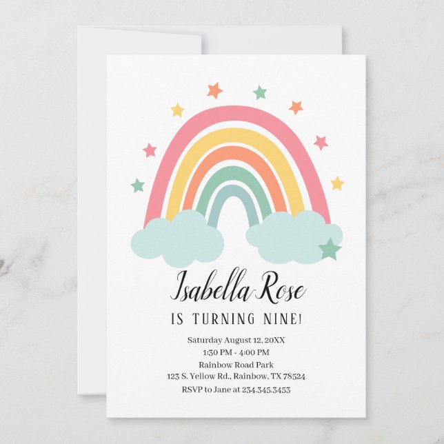 Rainbow Birthday Invitation (Front)