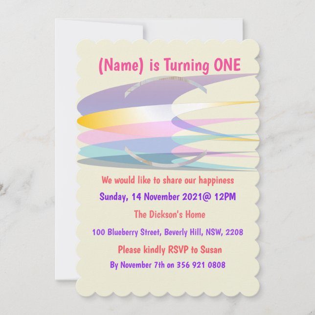 Rainbow Birthday Invitation Card (Front)