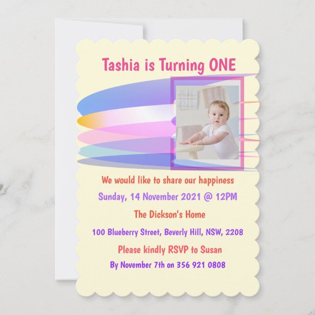 Rainbow Birthday Invitation Card (Front)