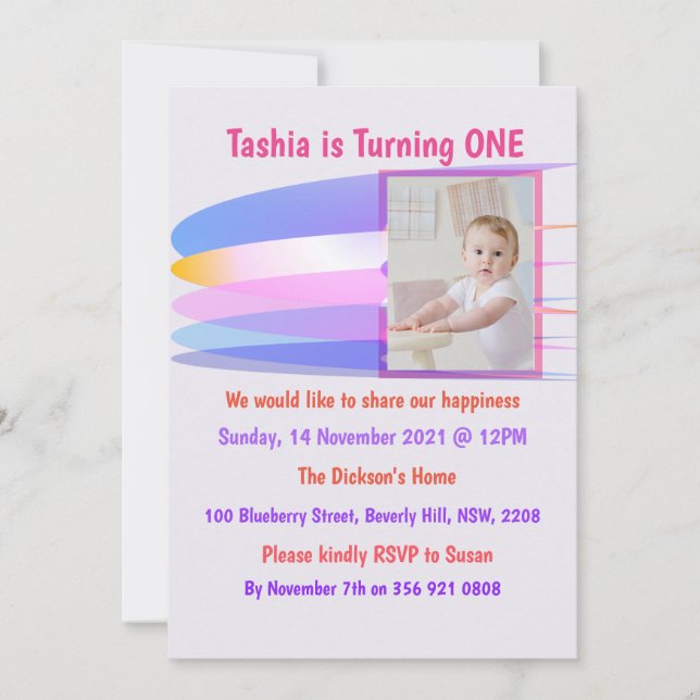 Rainbow Birthday Invitation Card (Front)