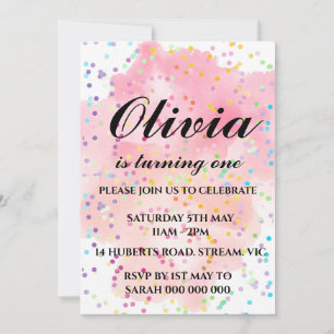Rainbow Birthday Invitation Colourful Watercolor 