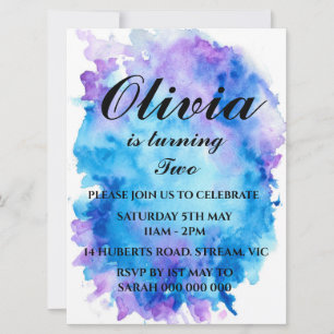 Rainbow Birthday Invitation Colourful Watercolor