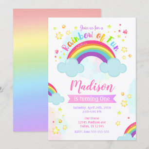 Rainbow Birthday Invitation, Rainbow of Fun Invitation