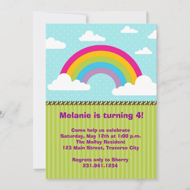 Rainbow Birthday Invitations (Front)