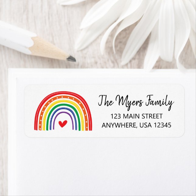 Rainbow birthday invite Return Address Label (Insitu)
