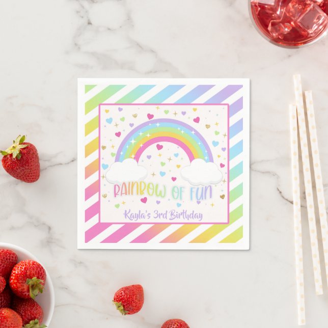 Rainbow Birthday Napkin - Pastel - Custom (Insitu)