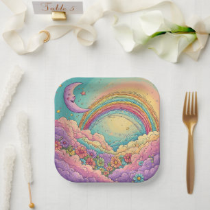 rainbow Birthday or Shower  Paper Plate