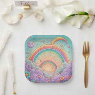 rainbow Birthday or Shower  Paper Plate