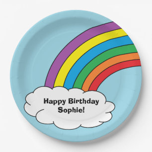 "Rainbow Birthday" Paper Plates